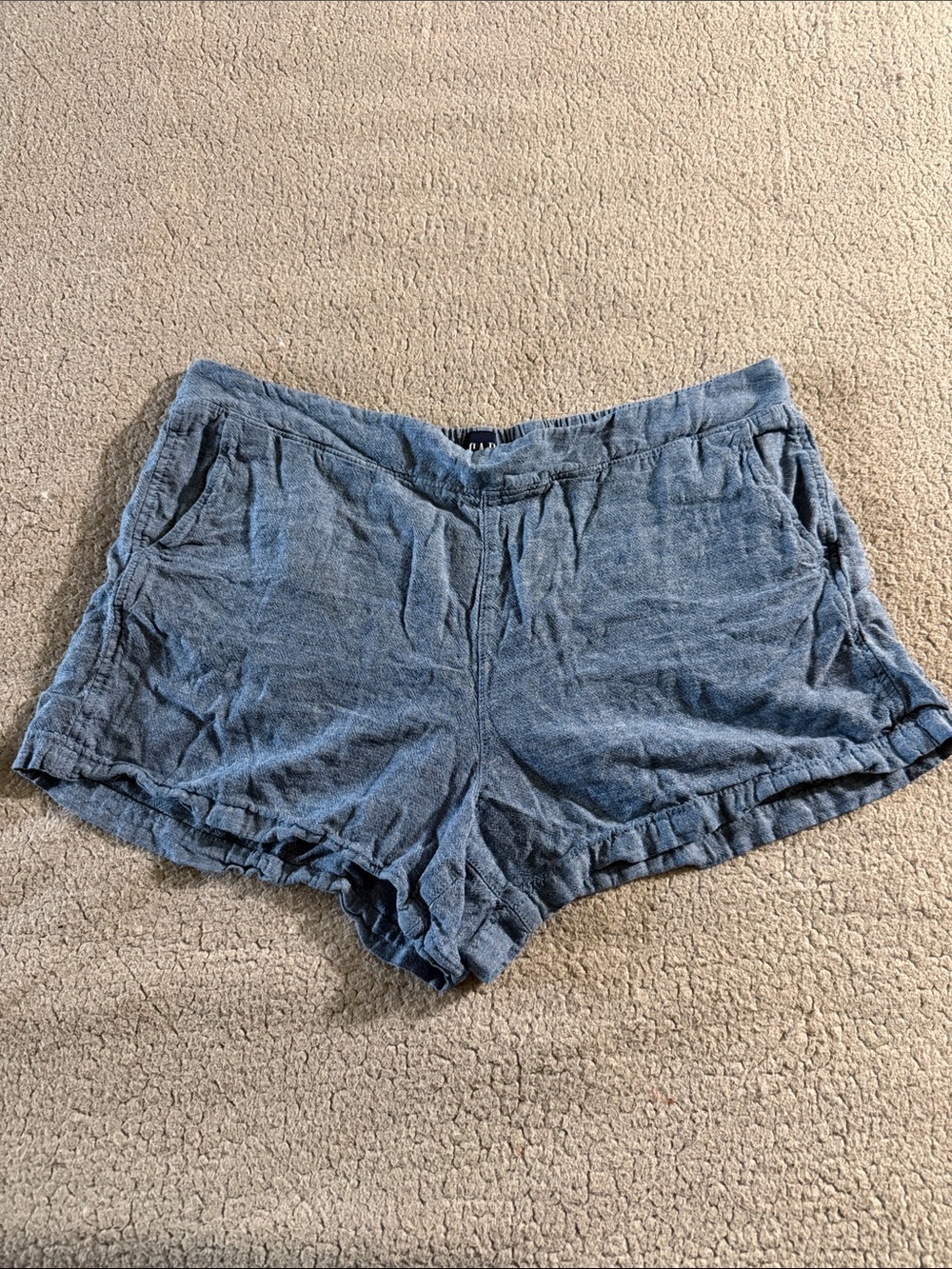 GAP High-Waist Blue Linen Blend Women's Shorts XXL